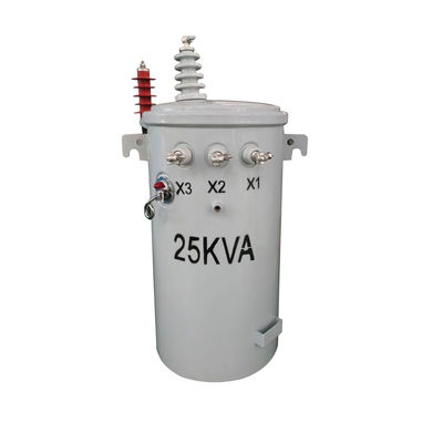 ซื้อ 25 Kva เฟสเดียว หม้อแปลงไฟฟ้าชนิดติดตั้งบนเสา จุ่มน้ำมัน กำลังไฟฟ้าแรงสูง การผลิตออนไลน์