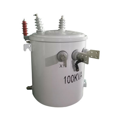 ซื้อ เครื่องแปลงชนิดน้ํามันติดขั้วขั้วเดียว 100Kva 13.8Kv ถึง 0.24Kv การผลิตออนไลน์