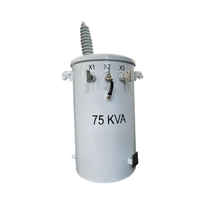 ซื้อ 75kva Single Phase Pole Mounted Distribution Transformer น้ํามันจมลง 13.2KV ถึง 240V การผลิตออนไลน์