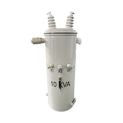 ซื้อ 10Kva Single Phase Pole Mounted Transformer Step Down Oil Power ไฟฟ้า 12470V ถึง 240v การผลิตออนไลน์