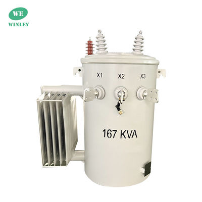 ซื้อ 167Kva โทรทรานฟอร์มการกระจายที่ติดกับเสา ขั้นตอนเดียว ขั้นต่ํา 12.47KV 2 สายน้ํามันท่วมมาตรฐาน IEEE การผลิตออนไลน์