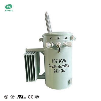 ซื้อ ANSI Standard Single Phase Oil Immersion Distribution Transformers 167KVA 34500V ถึง 120V เครื่องล่อแบบสองแบบ การผลิตออนไลน์