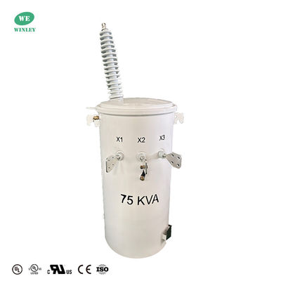 ซื้อ UL รับรอง 75KVA Single Phase Pole Mounted Transformer Oil ลงน้ํามัน 34.5KV ถึง 120V เครื่องแปลงกระจายอากาศ แบบปกติ การผลิตออนไลน์