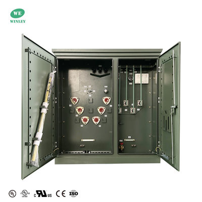 ซื้อ หม้อแปลงไฟฟ้าแบบติดตั้งบนพื้นดิน 3 เฟส 150Kva ได้รับการรับรอง UL, แช่น้ำมัน, สำหรับการจ่ายกระแสไฟฟ้า 12.470V ถึง 480V, เป็นไปตามมาตรฐาน ANSI IEEE CSA DOE2016 การผลิตออนไลน์
