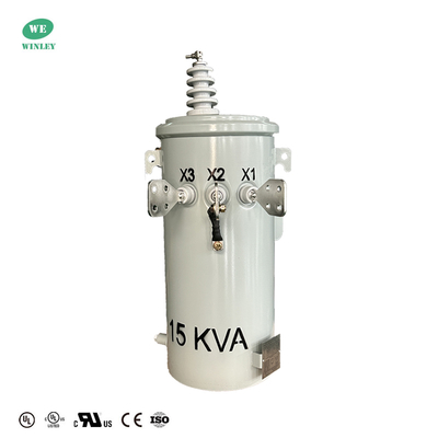 ซื้อ หม้อแปลงไฟฟ้าติดตั้งบนเสา 15KVA แบบเฟสเดียว แช่น้ำมัน 13.8KV ถึง 120V สำหรับระบบจำหน่ายไฟฟ้าเหนือศีรษะ การผลิตออนไลน์