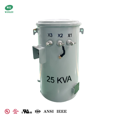 ซื้อ หม้อแปลงไฟฟ้าสำหรับติดตั้งบนเสาจ่ายไฟแบบ Single Phase ขนาด 25Kva, ได้รับการรับรอง UL, แรงดัน 7200V เป็น 120V, มาตรฐาน DOE 2016 CSA ANSI IEEE การผลิตออนไลน์