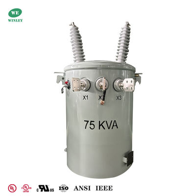 ซื้อ 75Kva Single Phase Pole Mounted Transformer Overhead Distribution  Dual Windings 34500V to 120/240V UL/cUL Listed การผลิตออนไลน์