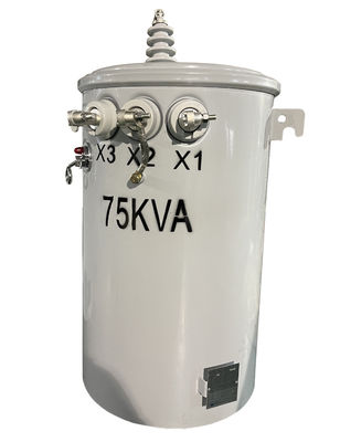 75KVA หม้อแปลงไฟฟ้าชนิดติดตั้งบนเสา 7620V 13200V เฟสเดียว