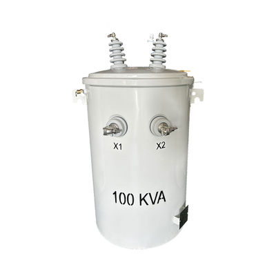 100 Kva โทรสฟอร์เมอร์ติดขั้วขั้วพลังงานระยะเดียว โทรสฟอร์เมอร์น้ํามันชนิด 13.8kv ถึง 277v Ansi Ieee Standard