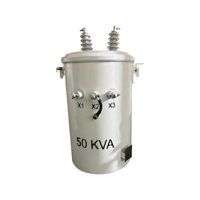 เครื่องแปลงกระจายน้ํามัน 50kva Single Phase Oil Immersion Pole Mounted 12470v ถึง 277v
