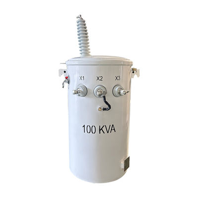 100KVA เครื่องแปลงขั้วพลังงานแบบเฟสเดียว ประเภทน้ํามัน วงกลมคู่ 34.5KV ถึง 120V