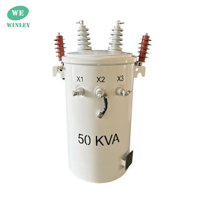 50kva Single Phase Pole Mounted Transformer Oil หมุนน้ํามัน 12.47KV 304SS ANSI / IEEE C57