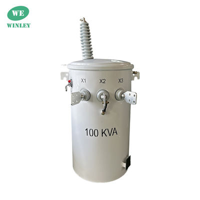 เครื่องแปลงกระจายไฟฟ้า 100kVA Single Phase Pole Mounted 34.5KV ถึง 120V