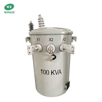 100KVA กระดานระยะเดียว ติดกระดานแปลงกระจายน้ํามัน ลงน้ํา 12470V 304SS ถังของเหลว เติมกระดาน ติด