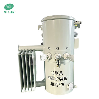 167Kva Single Phase Pole Mounted Transformer Step Down 12.47KV น้ํามันท่วม ANSI IEEE DOE 2016 มาตรฐาน แทรนสฟอร์มการกระจายพลังงานบนหัว