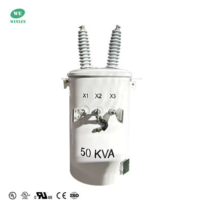 UL Certified ANSI Standard Single Phase Oil Immersion Transformers 50KVA 22.86KV เครื่องปรับเปลี่ยนที่ติดขั้ว