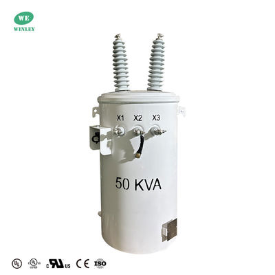 50 KVA ต้นแปลงกระจายอากาศติดตั้ง 24940V ถึง 120V DOE 2016 ประสิทธิภาพ UL / cUL รับรอง