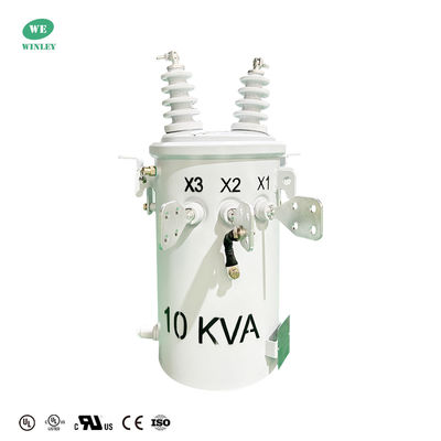 หม้อแปลงไฟฟ้าแรงดันปานกลาง 10KVA แช่น้ำมัน เฟสเดียว ติดตั้งบนเสาไฟฟ้า หม้อแปลงไฟฟ้า 12470V ถึง 120V