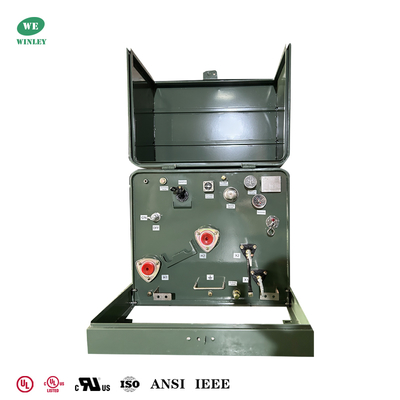 หม้อแปลงไฟฟ้าแบบติดตั้งบนพื้นดิน UL Listed 75Kva เฟสเดียว สำหรับการจ่ายไฟ 480V ถึง 120V ตามมาตรฐาน ANSI IEEE