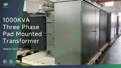 หม้อแปลงไฟฟ้าแบบติดตั้งบนพื้นดินสามเฟส 1000kva 34.5KV แบบป้อนแบบวน น้ำมันชนิดหม้อแปลงไฟฟ้าสำหรับจ่ายไฟ